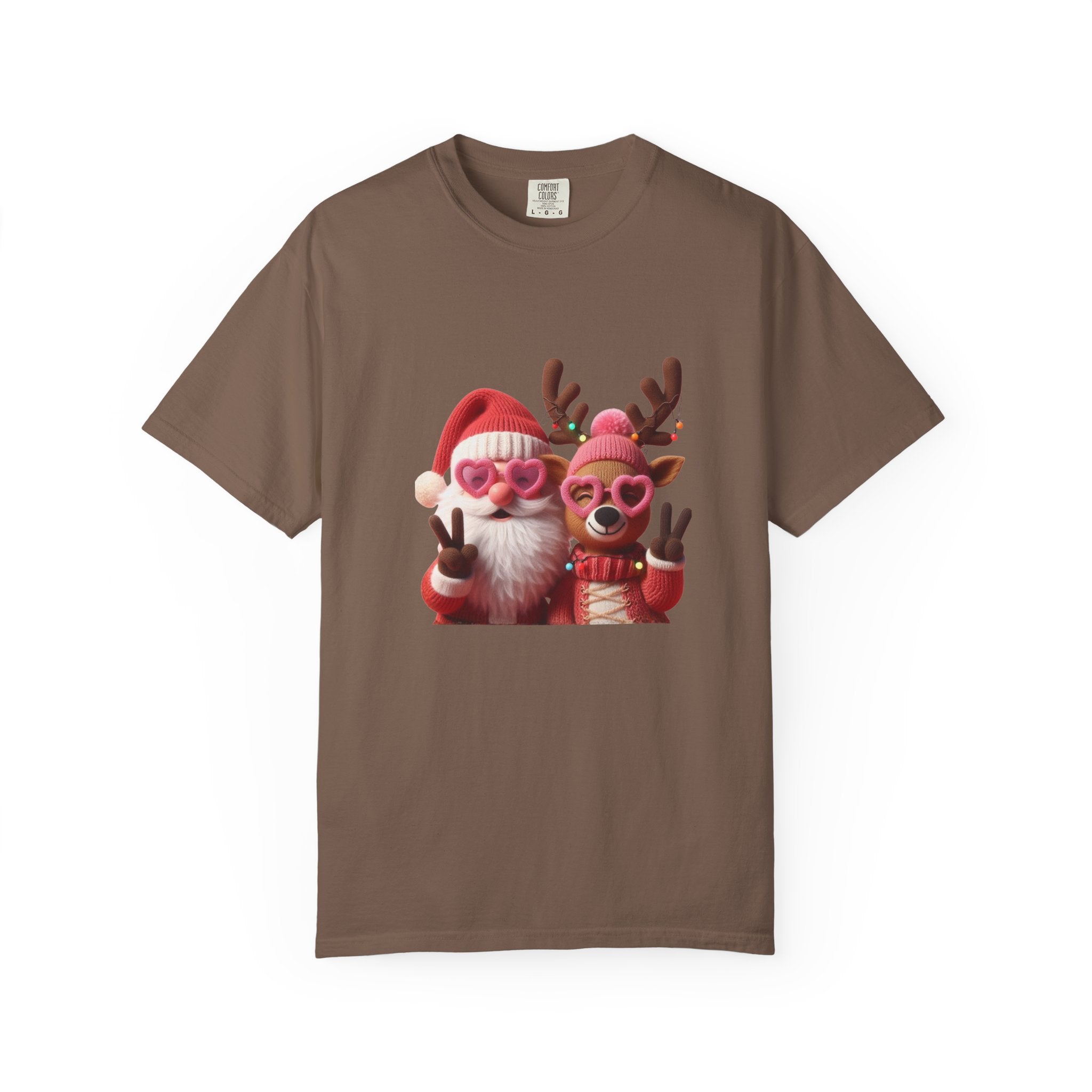Christmas Santa & Reindeer Holiday T-Shirt — Cute Festive Couples Tee