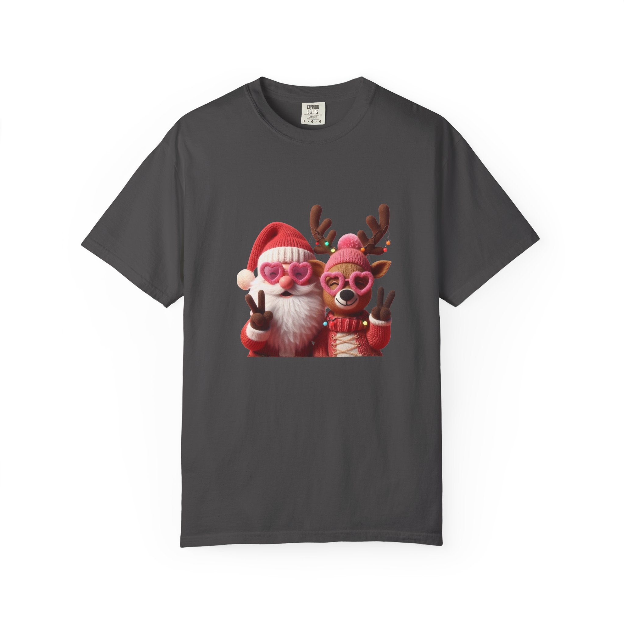 Christmas Santa & Reindeer Holiday T-Shirt — Cute Festive Couples Tee