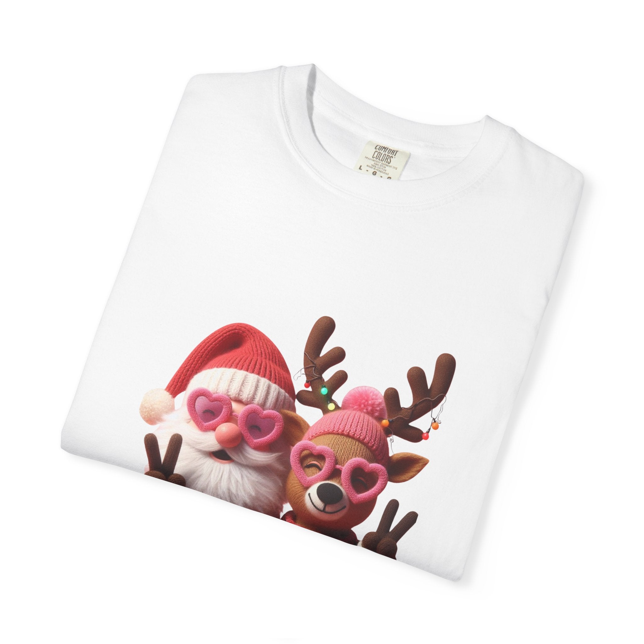 Christmas Santa & Reindeer Holiday T-Shirt — Cute Festive Couples Tee