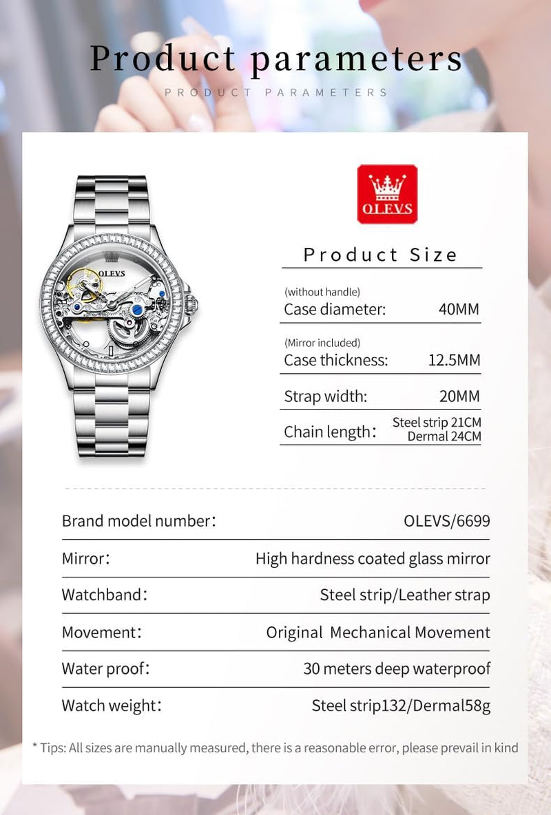 Automatic Watch for Women Luxury Diamond Rose Gold Ladies Self Winding Mechanical Ceramic Wrist Watch Love Heart Date