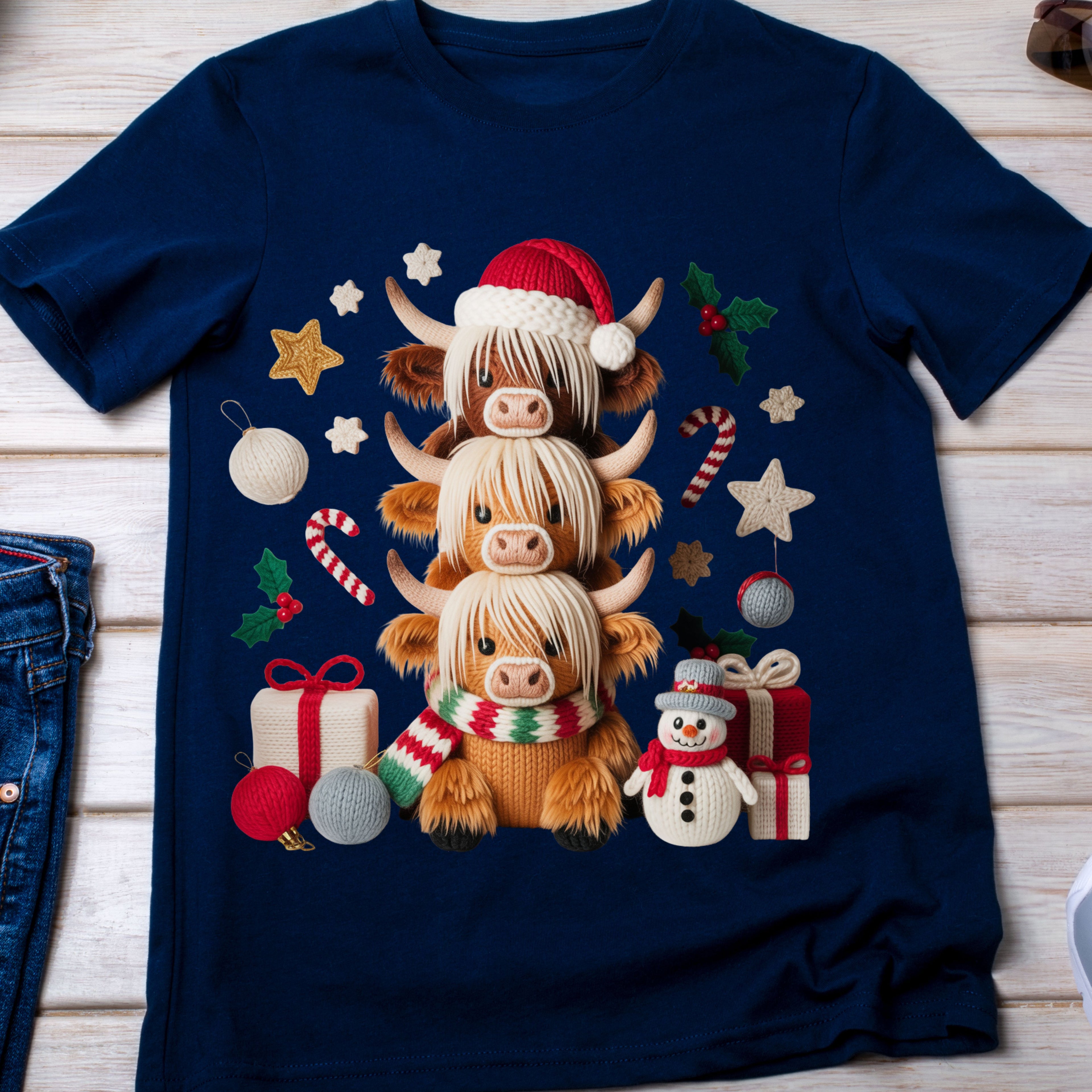 Christmas Gnomes Family Tee — Holiday Santa Hat Stack Graphic T-Shirt