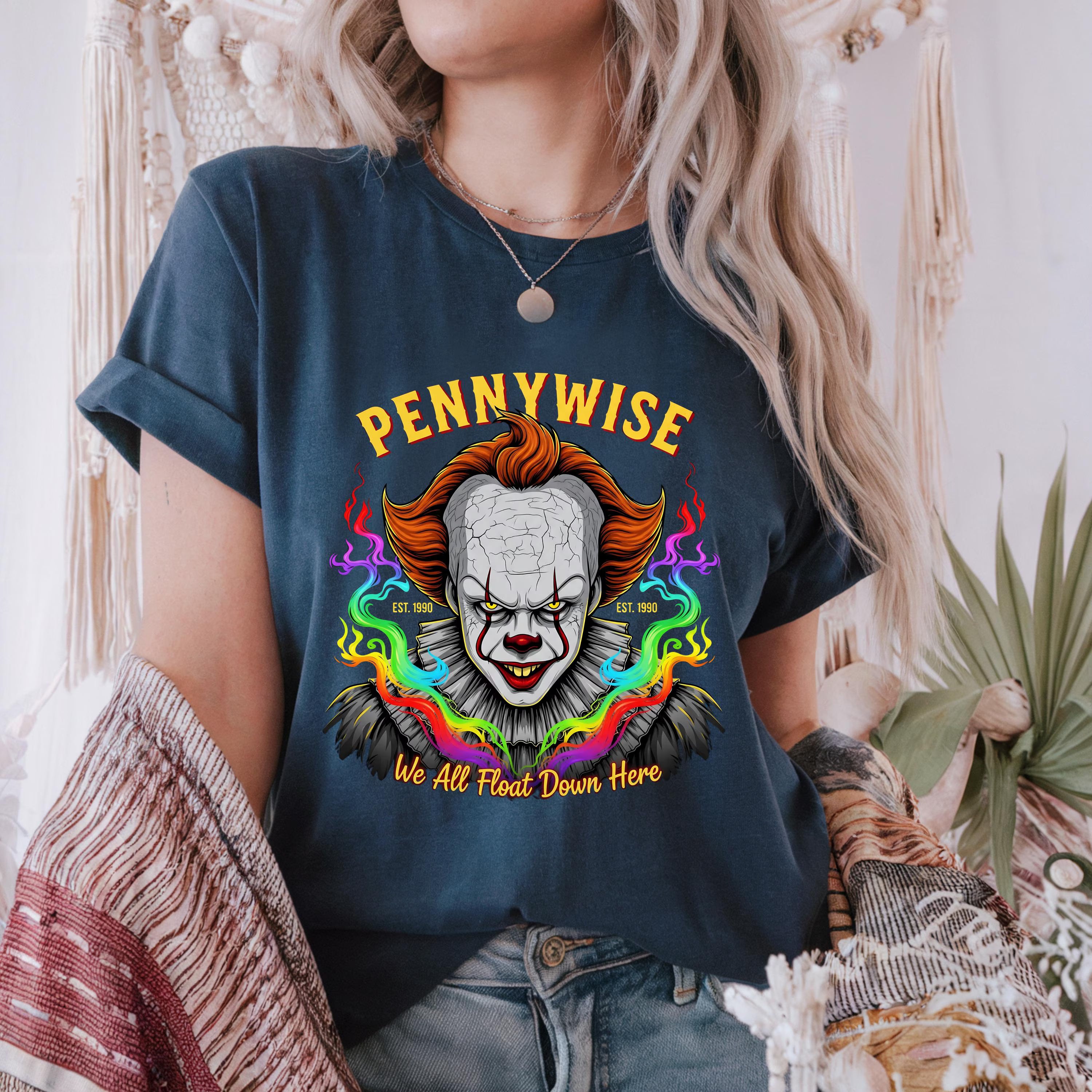 Pennywise Halloween T-Shirt – Scary Clown Graphic Tee for Horror Fans, Trendy Creepy Costume Top