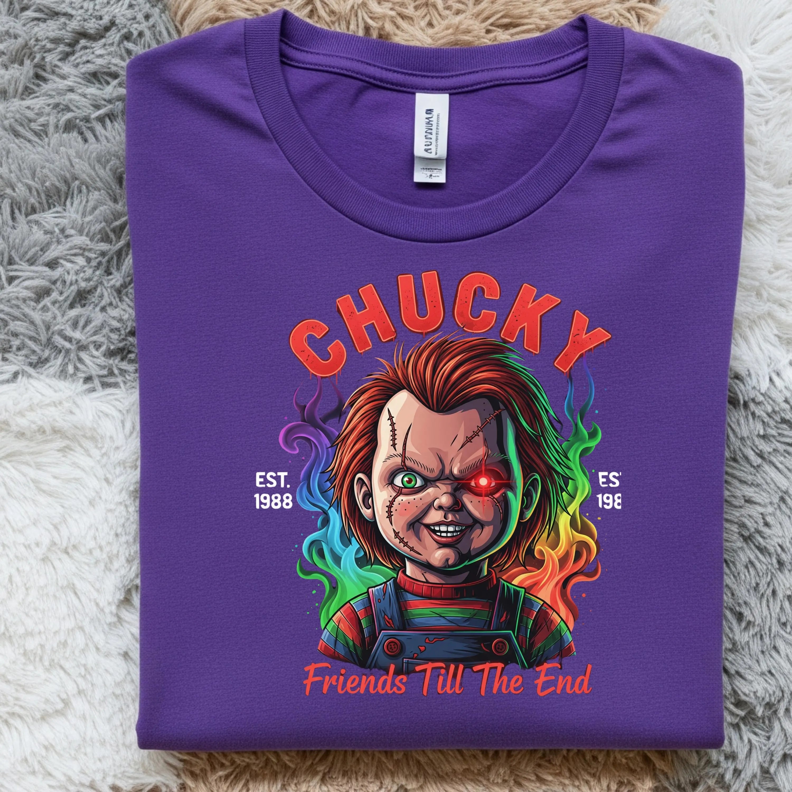Chucky Horror Unisex Cotton Crew Tee, Graphic Tee, Horror Movie T-Shirt, Halloween Apparel, Chucky Fans Merchandise